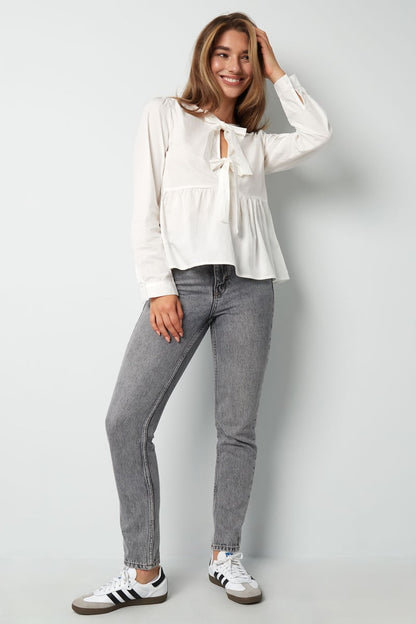 Longsleeve peplum top with bows