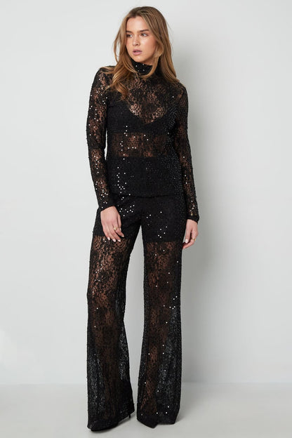 Lace top with glitter