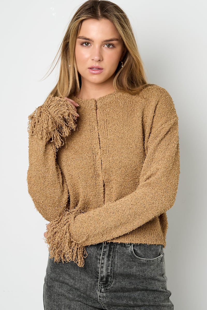 Cardigan with fringe sleeves