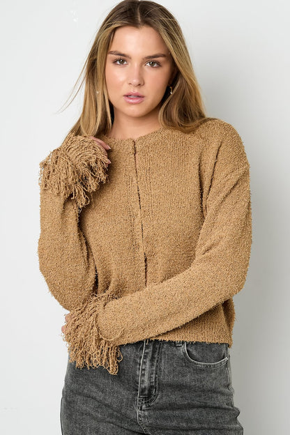Cardigan with fringe sleeves