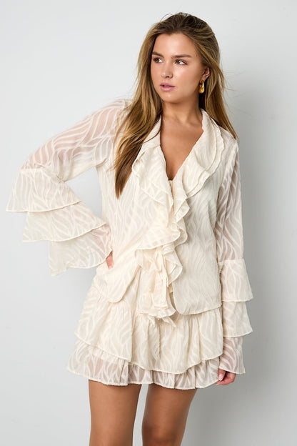 Co-ord Set White Leaves - Long Sleeve Tops