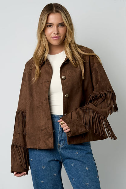 Suede-look jacket with fringes